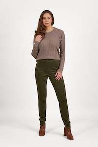 Pull On Pants All: 230M Deep Sage - Skinny Leg Full Length Pinwale Cord Pull-On