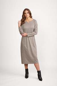 Dresses All: 6109 Check - Long Sleeve Knit Dress