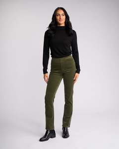 Permanent Collection Pull On Pants: Bay Cord Pull On - Deep Sage
