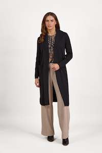 1065 Black - Open Longline Cardi with Pockets