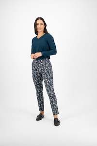 Button Up Pants Sale: 5899A Aspen - Skinny Leg Ankle Grazer Printed Pant with Elastic Back Waist