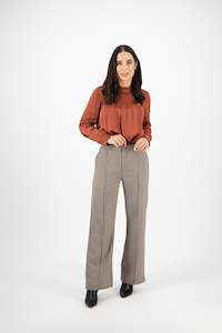 Button Up Pants Sale: 5987 Quinn - Wide Leg Full Length Dress Pant with Elastic Back Waistband