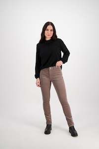 Button Up Pants Permanent Collection: 5910M Taupe - Narrow Leg Full Length Pinwale Cord Pant with Fly