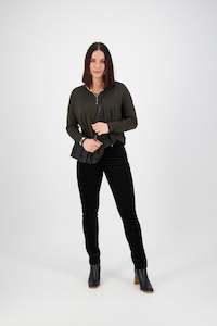 Button Up Pants Permanent Collection: 5910M Black - Narrow Leg Full Length Pinwale Cord Pant with Fly