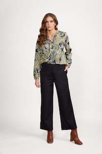 Button Up Pants All: 5023 Midnight - Wide Leg Ankle Grazer Pant