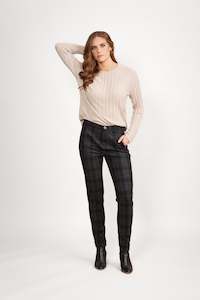 Button Up Pants All: 5894 Bennett - Skinny Leg Full Length Printed Ponti Pant with Cuff