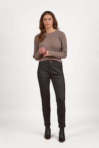 5894 Vincent - Skinny Leg Full Length Printed Ponti Pant with Cuff
