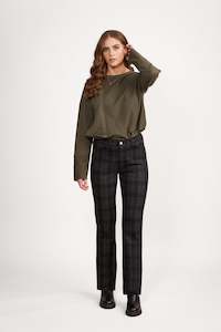 5803 Bennett - Slim Leg Full Length Printed Ponti Pant with Fly