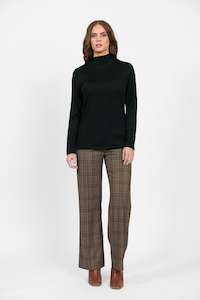 4287 Forest - 100% Merino Basic Long Sleeve Polo Neck Top