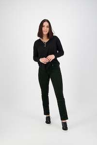 Permanent Collection Button Up Pants: 5911M Arch Cord Pant - Forest