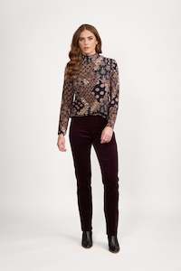 Permanent Collection Pull On Pants: 234M Bay Cord Pull On - Mulberry