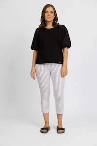 P5363 Paris Printed Crop - White w/ Stripe