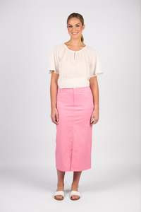 Skirts: 7056 Mid Length Skirt - Jam