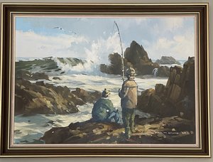 Products: John Crump oil fishing on the south coast - Vaughan Antiques