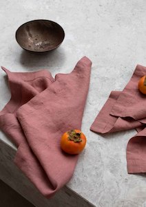 Kitchen Dining: Rose Pink Linen Table Napkin Set