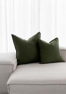 Flou: Forest Green Linen Throw Cushions