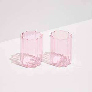 View All Dining: Pink Wave Glasses - Set of 2