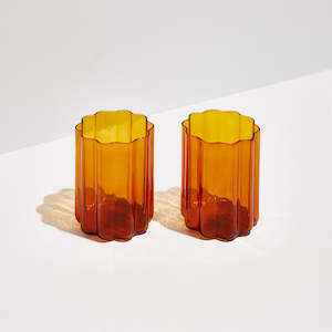 View All Dining: Amber Wave Glasses - Set of 2