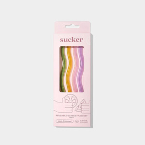 Reusable Drinkware Containers: Wavy Reusable Glass Straws