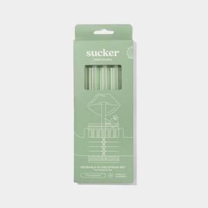 Reusable Drinkware Containers: Reusable Glass Smoothie Straws - Transparent