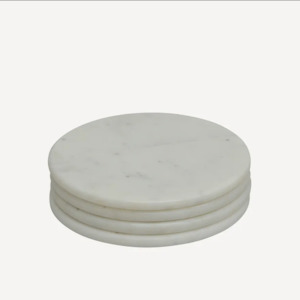 Serveware Boards: Marble Coasters | Set of 4 | White