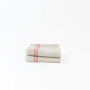 Tea Towels: Country Tea Towel | Natural/Rouge