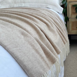 Blankets Throws: Cashmere/Merino Blanket | Oat Marle