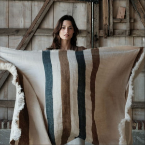 Blankets Throws: Belgian Fouta Throw | Dakota Stripe