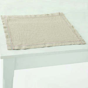 Table Linen: French Linen Placemat | Natural/Blue/Red