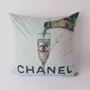 Cushions: Art Cushion Velvet Chanel | Champagne