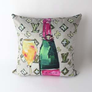 Art Cushion Velvet LV | Champagne