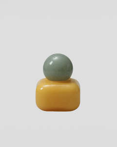 Ava Glass Jar Short | Mustard & Green