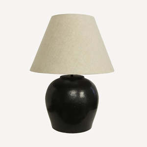 Lighting: Hammered Antique Brown Lamp & Shade