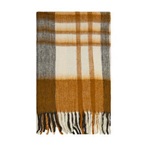 Bliss Wool Mohair Throw | White/Mustard
