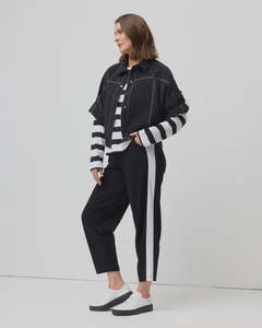 Marco Polo Side Stripe Ponte Legging | Black