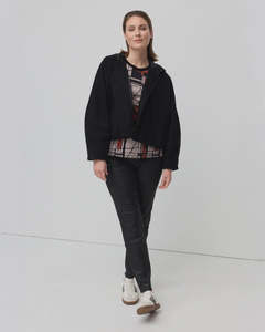 Marco Polo Wool Blend  Hooded Jacket | Black