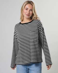 Stella + Gemma Drop Shoulder Tee | Lunar Stripe