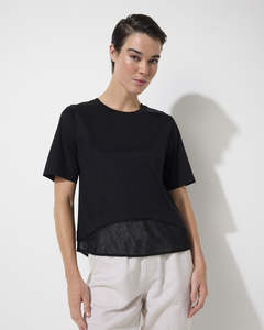 Tees Tanks: Marco Polo Mesh Panelled Tee | Black