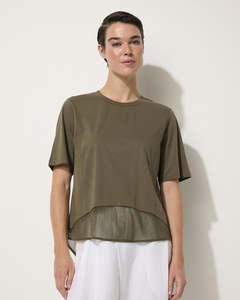 Tees Tanks: Marco Polo Mesh Panelled Tee | Moss