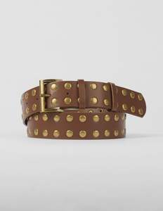 Stella + Gemma Belt | Brown with Antique Gold Studs