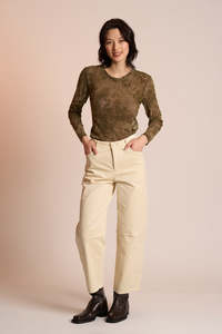 Neris Dakota  Barrel Cord Pant | Ecru