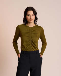 Neris 100% Merino  Rouched Top | Willow