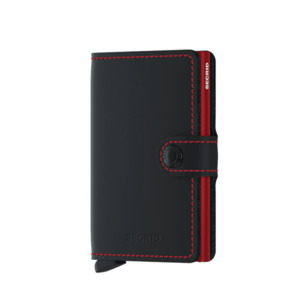 Secrid Matte Leather Mini Wallet | Black/Red