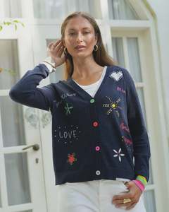 Zaket Plover: Zaket & Plover Good Energy Cardi | Dark Denim