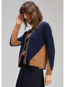 Zaket Plover: Zaket & Plover Dual Stitch Cardi | Cinnamon