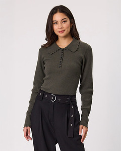 Design Nation: Design Nation  Vienne Knit Top | Khaki