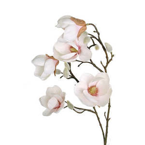 Faux Greenery: Noble Magnolia Spray | White/Pink