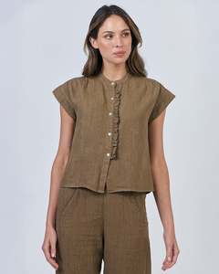 Naturals: Naturals GA592 Button Top | Tobacco