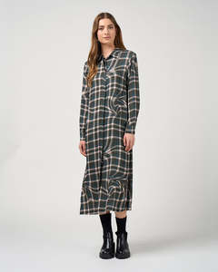 Loobies Story Illusion Shirt Dress | Khaki Multi