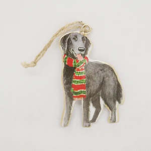 Christmas Hanger | Black Dog with Scarf